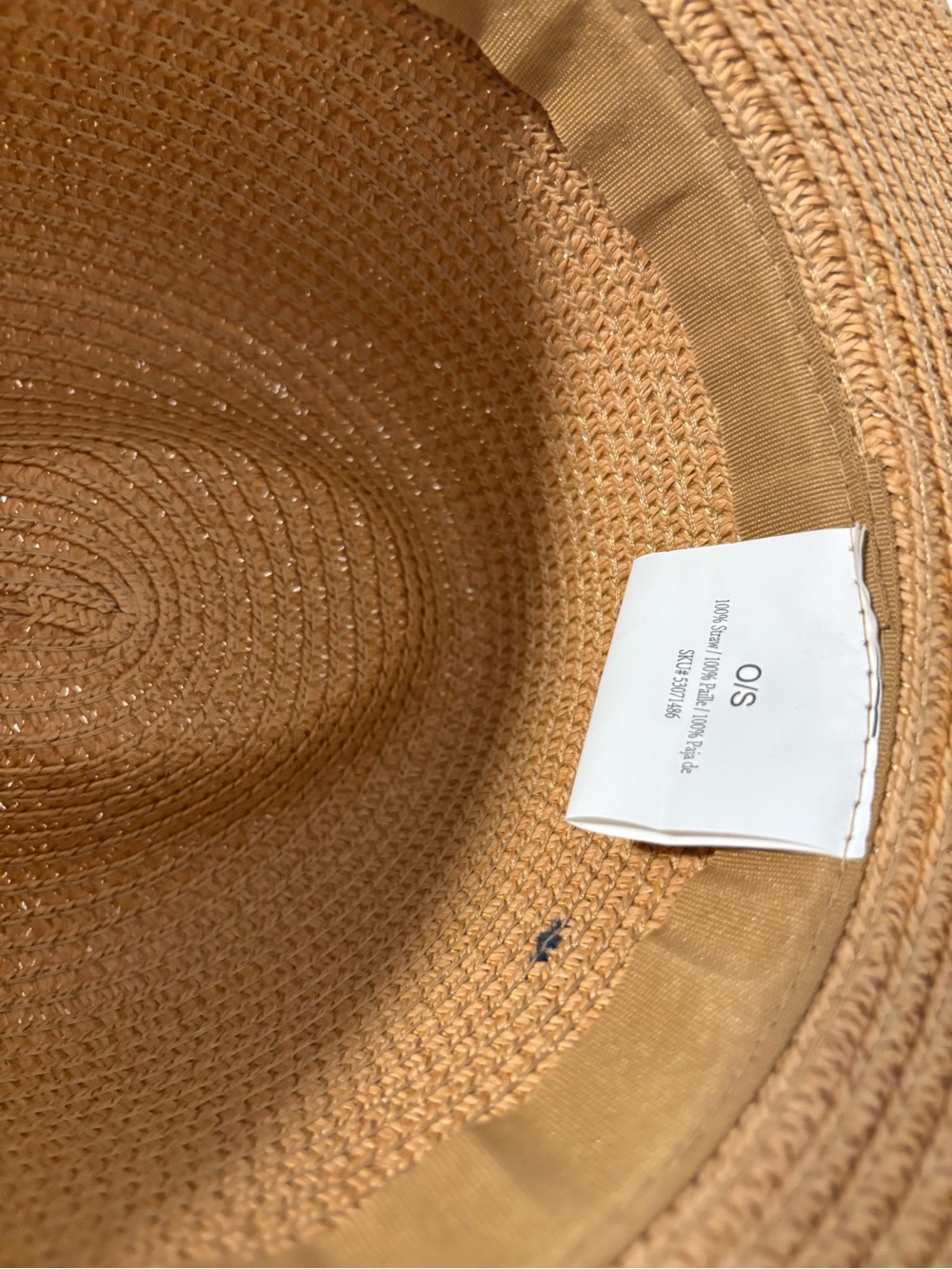 Straw Panama-Style Hat | One Size | Camel with Black Ribbon - Picture 5 of 5
